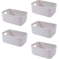 Miniatyrbillede 1 af 5: Plastik opbevaringskurve, 5 stk. Rektangulære kurve opbevaringskasser med håndtag til køkken, skab, 6,5 x 9,8 x 3,9 tommer (grå)