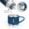 Miniatyrbilde 5 av 5: 500 ml isolert termosflaske med 2 ekstra kopper i rustfritt stål, kaffekopp for reiser, lekkasjesikker kaffekopp Blue