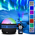 Miniatyrbilde 1 av 7: 2 i 1 nordlys og havbølgeprojektor, RGB dimbar LED-projektorlampe med 7 lyseffekter, galakseprojektorlys for barn