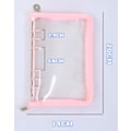 Miniatyrbilde 8 av 8: A6 Ringpermomslag Transparent PVC Notebook Shell med glidelås Glitter Planner Permomslag Glitrende Budsjettperm for Kontantbudsjettsystem Pink A6