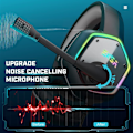 Miniatyrbilde 3 av 5: E1000 USB Gaming Headset for PC - Datamaskin Hodetelefoner med Mikrofon/Mic Støydemping, 7.1 Surround Sound Kablet Headset & RGB Lys(Grå)