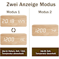 Miniatyrbillede 3 af 5: Trævækkeur Moderne LED Bordur Moderne LED Bordur Digital Vækkeur Stemme Touch Display Tid/dato/temperatur Til Hjem Soveværelse Kontor Brun Orange