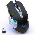 Miniatyrbilde 1 av 5: Bluetooth-mus, oppladbar trådløs spillmus for flere enheter (bt 5.0/3.0+usb) med sideknapper, Rgb Led-lys opplyst ergonomisk trådløs datamus