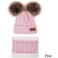 Miniatyrbilde 3 av 3: Baby Toddler Vinter Varm Lue Og Skjerf Sett - Tykk Stretchy Lue Med Sirkel Loop Skjerf