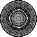 Rundt Tæppe 100cm Sort Mandala Blødt Badeværelsestæppe Skridsikkert Vaskbart Accent Kast Fluffy Gulvmåtte til Entré Stue Soveværelse Børneværelse