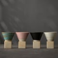 Miniatyrbilde 4 av 5: ZHOUBA 150ML Keramisk Trakt Kaffe Kopp med Base Håndlaget Latte Cappuccino Te Espresso Konisk Krus 150ML Light Cyan