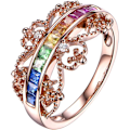Miniatyrbilde 1 av 5: Rustfritt stål drage ring krone sett zirkon rosegull ring for kvinner mote smykker populære tilbehør for kone rigger (rose gull, 9)