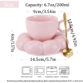 Pikkukuva 2 / 7: Keramiikkakahvimuki, pilvikahvikupin ja -alustan setti, söpö muki kukka-lusikalla ja auringonkukan alustalla, Kawaii-teemuki ja -alusta Pink