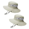Miniatyrbilde 1 av 5: 2 stk. Kvinners Utendørs UV-beskyttelse Foldbar Solhatt Mesh Bred Langs Strandfiskehatt Med Hestehalehull cream-coloured