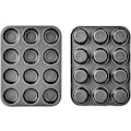 Miniatyrbillede 3 af 6: Basics Nonstick Rundt Kulstofstål Muffinform, 2-pak, Grå