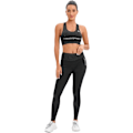 Miniatyrbild 2 av 4: Dam 5-delad yogadräkt träningsset dam aktivkläder set sport yoga fitnesskläder damer träningskläder sportkläder för löpning jogging gym black M