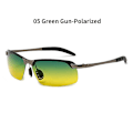 Pikkukuva 2 / 5: Polarisoidut fotokromiset aurinkolasit, miesten ajolasit, joissa siirtymälinssit, ilman koteloa Green Gun-Polarized