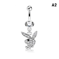 Miniatyrbild 1 av 5: 1 st Bunny Dangle Navelring Paved CZ Gems Kirurgiskt Stål A2
