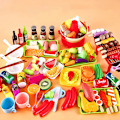 Miniatyrbild 6 av 7: Barn låtsaskök leksak simulering mat grönsaker grill matlagningsset pedagogisk lekhus interaktiva leksaker för flicka H 74PCS