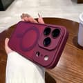 iPhone 17 Pro Max Case Plum Red Magnetic Acrylic Lens Screen Protector Skin Feel