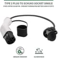 Miniatyrbilde 2 av 3: Type 2 til Schuko 16A EV Ladeadapter Hvit Svart-FF1-