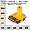 Miniatyrbilde 2 av 5: DM18D DCA1820 Batteriadapter med USB-port for Dewalt 20V/18V og Milwaukee M18 18V litium-ion batterier, kompatibel med DCB204 DCB205 batterier.