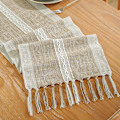 Miniatyrbillede 3 af 5: #Bordløber i bomuld og linned med frynser, frynser, 33*275cm#