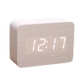 Miniatyrbild 1 av 5: Digital träväckarklocka med justerbar ljusstyrka, röststyrning, LED-display, rektangulär form, tid, temperatur, heminredning