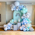 Miniatyrbild 2 av 5: Blå Mintgrön Silver Metallic Ballongkrans Båge Kit Pastell-X71-
