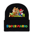 Super Mario Bros Tryckt Stickad Mössa för Män Kvinnor Unisex Vinter Varma Manschett Mössa D