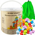Miniatyrbild 3 av 9: 100 Wooden Building Blocks in Bucket with Sorting Lid