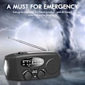 Miniatyrbilde 5 av 5: Vevradio med Solcelle & Lommelykt - 2000mAh Powerbank - Svart