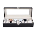 Miniatyrbild 4 av 5: Klockbox Watchbox för 6 klockor - Svart med vita sömmar/svart