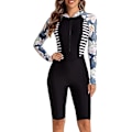 Miniatyrbillede 2 af 5: Dame Ét-delt Boyleg Sportsbadedragt Langærmet Badedragt UV-Beskyttelse Rash Guard Surfing Dykkerdragt Atletisk Badedragt_ll Farve 08-FQ5- Color 08 M