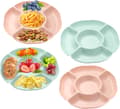 Serving Platter & Divided Serving Trays with 5 Compartments, 4-pack Serving Platters for Parties, Reusable Plastic Snack Tray-FQ-