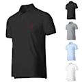 Miniatyrbillede 5 af 5: Herre T-shirt med korte ærmer og krave i bomuld Sort Black Black XL