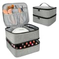 Nail Polish Storage Case with UV Light - Professional Organizer for Nail Kit, Grey
