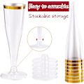 Miniatyrbillede 3 af 6: 50 stk Champagne-glas med guldkanter 150ml, genanvendelige champagneglas med fod til havebryllup, dagsfester, brusebadsfester (5 x 17cm)