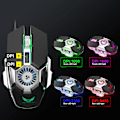 Miniatyrbillede 3 af 5: Programmerbar RGB gamingmus med køleblæser, 6400 DPI 4-justerbar kablet optisk letvægts gamingmus med 7 knapper RGB-markiseffekt grey