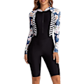 Miniatyrbillede 1 af 5: Dame Ét-delt Boyleg Sportsbadedragt Langærmet Badedragt UV-Beskyttelse Rash Guard Surfing Dykkerdragt Atletisk Badedragt_ll Farve 08-FQ5- Color 08 M