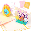 Miniatyrbild 1 av 4: 2-pack Glad Påsk Hälsningskort, Påskhare Blomkort-X71-