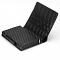 Miniatyrbillede 1 af 2: Carbon RFID - NFC Beskyttelse Læder Pung Med Seddelrum Kortholder Sort-X72-