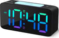 Superhög väckarklocka för tunga sovare, digital klocka med 7-färgs nattljus, justerbar volym, dimmer, USB-laddare, små klockor för sovrum