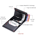 Miniatyrbilde 2 av 5: Carbon RFID - NFC Beskyttelse Lommebok Kortholder 6 kort Svart one size