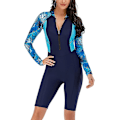 Miniatyrbillede 1 af 5: Dame badetøj i ét stykke langærmet rashguard dame våddragt atletisk badedragt surfing dykning lynlås foran badetøj badedragt Xd1 Navy x 0385-FQ4- Navy x 0385 S