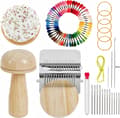 Miniatyrbilde 1 av 6: Complete Darning Loom With 14 Hooks, Premium Darning Mushroom, Full Darning Kit For Repairing Socks, Sweaters, Jeans, Includes 50 Colors Thread, Needles
