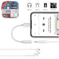 Miniatyrbilde 3 av 4: 2-pakning iPhone 3,5 mm hodetelefonadapter Lightning til 3,5 mm hodetelefoner/hodetelefonkontakt lydkonverterer med iPhone 14 13 12 11 Pro XR XS Max X 8 7...