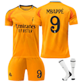 Miniatyrbillede 1 af 2: 24-25 Real Madrid Udebane Fodboldtrøjer Børne Fodbold Sæt Nr. 9 Mbappe