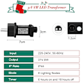 Miniatyrbilde 5 av 7: Transformatorplugg for julelys, 31V LED strømforsyning med timer, minne, 8 moduser, IP44 vanntett strømforsyningskontroll for juletre