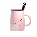 Miniatyrbilde 1 av 5: Søt kattekopp Keramisk kaffekopp med skje i rustfritt stål, Hi~ Nyhet kaffekopp gave til katteelskere Rosa (rosa pottefarge tilfeldig)