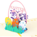 Miniatyrbillede 2 af 4: 2 Pak Happy Easter Lykønskningskort, Påskehare Blomsterkort-X71-