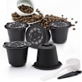 Miniatyrbild 1 av 5: 10 st Återanvändbara Påfyllningsbara Kaffe Kapslar för Nespresso med Skedborste Kökstillbehör