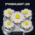 Pikkukuva 5 / 5: LED-taskulamppu USB-ladattava, erittäin kirkas 5 LED + COB-helmet räjähdys taskulamppu, kannettava leirintävalo 4 tilaa vedenkestävä taskulamppu