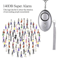 Miniatyrbillede 4 af 4: 5-pak 140db Personlig Sikkerhedsalarm Nøglering med LED-lys, Personlig Alarm
