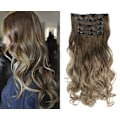 Miniatyrbilde 2 av 3: Clip in extensions hårforlengelser 7 deler syntetiske Parykk hårstykker M6PH613